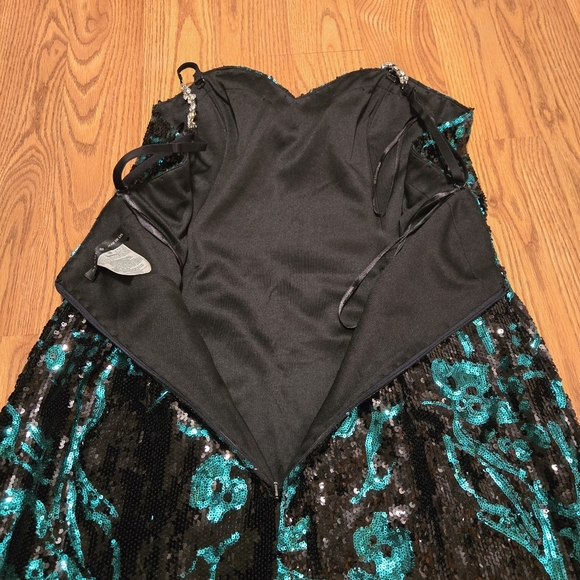 Alyce Jean De Lys Black Emerald Green Sequins Dress Mini Prom Formal Vintage 18 - Picture 5 of 16